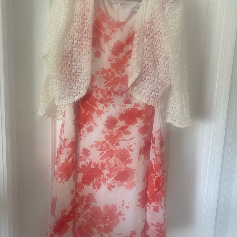 Studio One Floral Dress with Cream Overlay